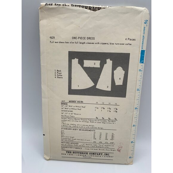 Butterick Misses Coats Sewing Pattern Sz 14 4629 - Picture 2 of 4